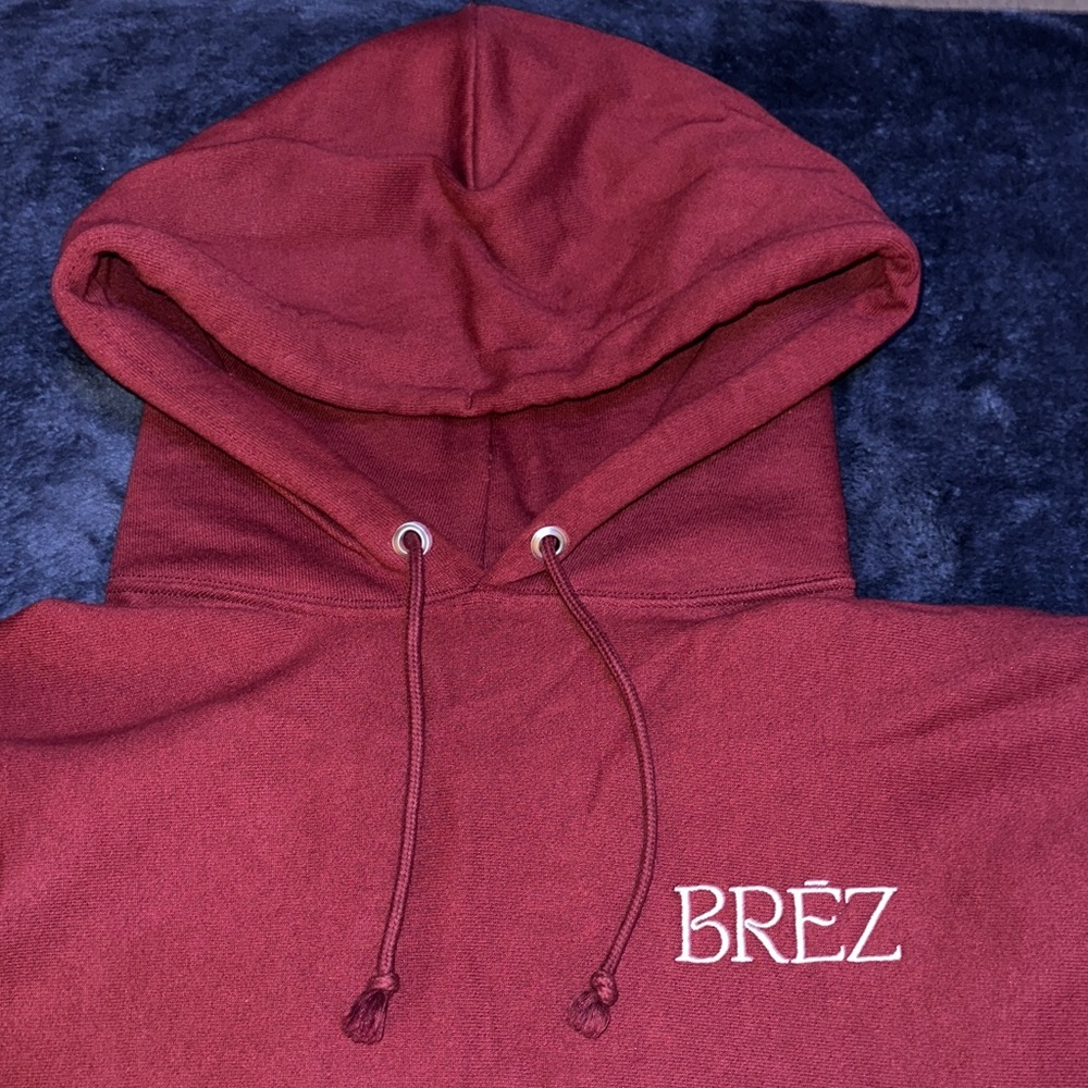Champion Reverse Weave Sweatshirt in Burgundy with BREZ logo